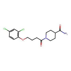 1-[4-(2,4-Dichlorophenoxy)butanoyl]piperidine-4-carboxamide structure