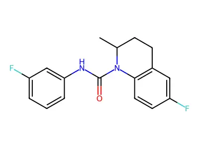 6-fluoro-N-(3-fluorophenyl)-2-methyl-3,4-dihydroquinoline-1(2H)-carboxamide structure