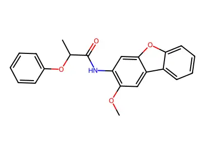 N-(2-methoxydibenzofuran-3-yl)-2-phenoxypropanamide structure