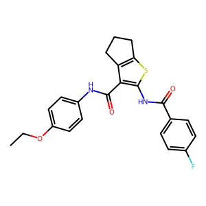 N-(4-ethoxyphenyl)-2-[(4-fluorobenzoyl)amino]-5,6-dihydro-4H-cyclopenta[b]thiophene-3-carboxamide structure