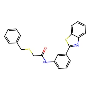 N-(3-(benzo[d]thiazol-2-yl)phenyl)-2-(benzylthio)acetamide structure