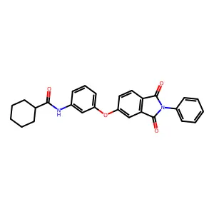 N-[3-(1,3-dioxo-2-phenylisoindol-5-yl)oxyphenyl]cyclohexanecarboxamide structure