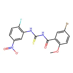 5-bromo-N-[(2-fluoro-5-nitrophenyl)carbamothioyl]-2-methoxybenzamide structure