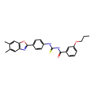 N-[[4-(5,6-dimethyl-1,3-benzoxazol-2-yl)phenyl]carbamothioyl]-3-propoxybenzamide structure