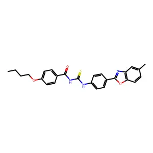 4-butoxy-N-[[4-(5-methyl-1,3-benzoxazol-2-yl)phenyl]carbamothioyl]benzamide structure