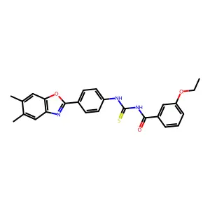 N-[[4-(5,6-dimethyl-1,3-benzoxazol-2-yl)phenyl]carbamothioyl]-3-ethoxybenzamide structure