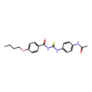 N-[(4-acetamidophenyl)carbamothioyl]-4-butoxybenzamide structure