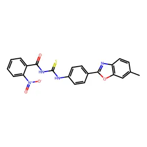 N-[[4-(6-methyl-1,3-benzoxazol-2-yl)phenyl]carbamothioyl]-2-nitrobenzamide structure