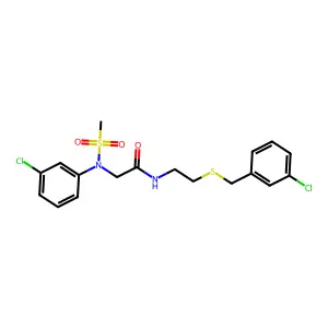 2-(3-chloro-N-methylsulfonylanilino)-N-[2-[(3-chlorophenyl)methylsulfanyl]ethyl]acetamide structure