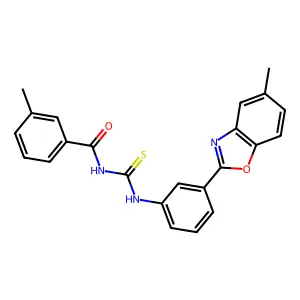 3-methyl-N-[[3-(5-methyl-1,3-benzoxazol-2-yl)phenyl]carbamothioyl]benzamide structure