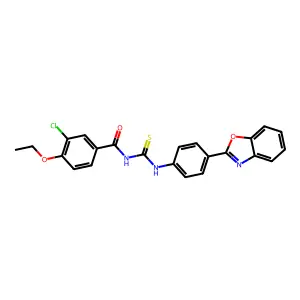 N-[[4-(1,3-benzoxazol-2-yl)phenyl]carbamothioyl]-3-chloro-4-ethoxybenzamide structure