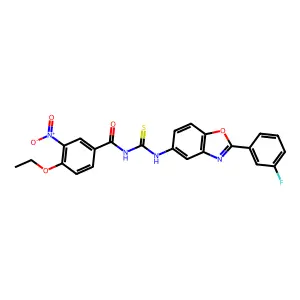 4-ethoxy-N-[[2-(3-fluorophenyl)-1,3-benzoxazol-5-yl]carbamothioyl]-3-nitrobenzamide structure