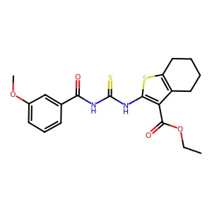 ethyl 2-({[(3-methoxyphenyl)carbonyl]carbamothioyl}amino)-4,5,6,7-tetrahydro-1-benzothiophene-3-carboxylate structure