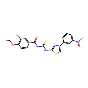 3-chloro-4-ethoxy-N-[[4-(3-nitrophenyl)-1,3-thiazol-2-yl]carbamothioyl]benzamide structure