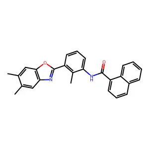 N-[3-(5,6-dimethyl-1,3-benzoxazol-2-yl)-2-methylphenyl]naphthalene-1-carboxamide structure