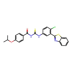 N-[[3-(1,3-benzothiazol-2-yl)-4-chlorophenyl]carbamothioyl]-4-propan-2-yloxybenzamide structure
