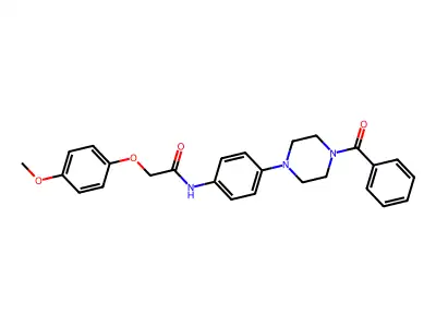 N-[4-(4-benzoylpiperazin-1-yl)phenyl]-2-(4-methoxyphenoxy)acetamide structure