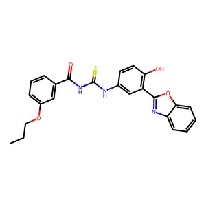 N-{[3-(1,3-benzoxazol-2-yl)-4-hydroxyphenyl]carbamothioyl}-3-propoxybenzamide structure