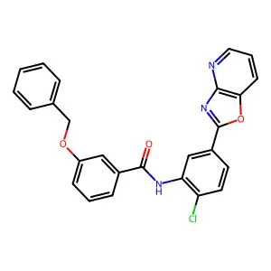 N-[2-chloro-5-([1,3]oxazolo[4,5-b]pyridin-2-yl)phenyl]-3-phenylmethoxybenzamide structure