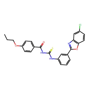 N-[[3-(5-chloro-1,3-benzoxazol-2-yl)phenyl]carbamothioyl]-4-propoxybenzamide structure