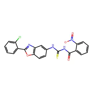 N-[[2-(2-chlorophenyl)-1,3-benzoxazol-5-yl]carbamothioyl]-2-nitrobenzamide structure