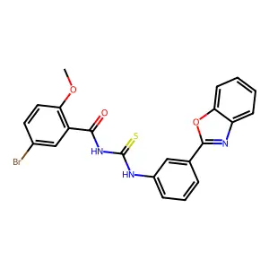 N-[[3-(1,3-benzoxazol-2-yl)phenyl]carbamothioyl]-5-bromo-2-methoxybenzamide structure