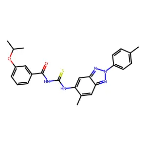 N-[[6-methyl-2-(4-methylphenyl)benzotriazol-5-yl]carbamothioyl]-3-propan-2-yloxybenzamide structure