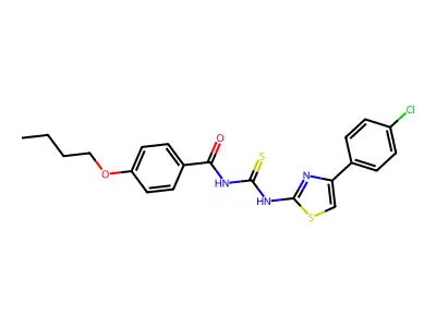 4-butoxy-N-[[4-(4-chlorophenyl)-1,3-thiazol-2-yl]carbamothioyl]benzamide structure