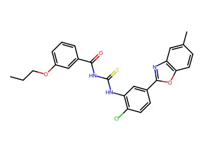 N-[[2-chloro-5-(5-methyl-1,3-benzoxazol-2-yl)phenyl]carbamothioyl]-3-propoxybenzamide structure