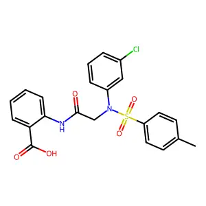 2-[[2-[3-chloro-N-(p-tolylsulfonyl)anilino]acetyl]amino]benzoic acid structure