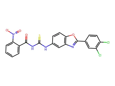N-[[2-(3,4-dichlorophenyl)-1,3-benzoxazol-5-yl]carbamothioyl]-2-nitrobenzamide structure