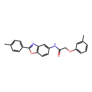 2-(3-methylphenoxy)-N-[2-(4-methylphenyl)-1,3-benzoxazol-5-yl]acetamide structure