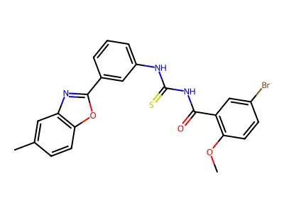 5-bromo-2-methoxy-N-[[3-(5-methyl-1,3-benzoxazol-2-yl)phenyl]carbamothioyl]benzamide structure