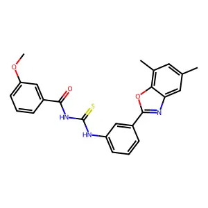 N-[[3-(5,7-dimethyl-1,3-benzoxazol-2-yl)phenyl]carbamothioyl]-3-methoxybenzamide structure