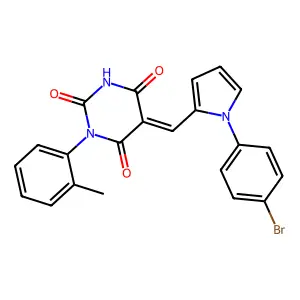 (5E)-5-[[1-(4-bromophenyl)pyrrol-2-yl]methylidene]-1-(2-methylphenyl)-1,3-diazinane-2,4,6-trione structure