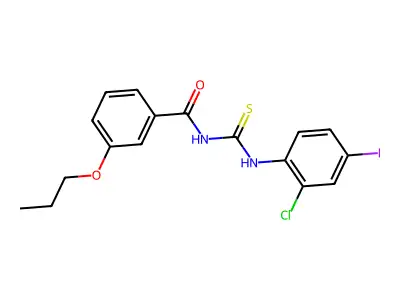 N-[(2-chloro-4-iodophenyl)carbamothioyl]-3-propoxybenzamide structure