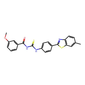 3-methoxy-N-[[4-(6-methyl-1,3-benzothiazol-2-yl)phenyl]carbamothioyl]benzamide structure
