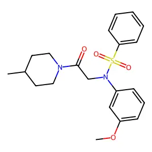 N-(3-methoxyphenyl)-N-[2-(4-methylpiperidin-1-yl)-2-oxoethyl]benzenesulfonamide structure