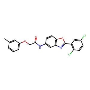 N-[2-(2,5-dichlorophenyl)-1,3-benzoxazol-5-yl]-2-(3-methylphenoxy)acetamide structure