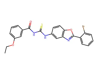 N-[[2-(2-bromophenyl)-1,3-benzoxazol-5-yl]carbamothioyl]-3-ethoxybenzamide structure