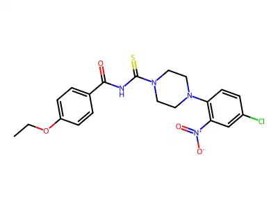N-[4-(4-chloro-2-nitrophenyl)piperazine-1-carbothioyl]-4-ethoxybenzamide structure