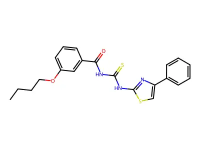 3-butoxy-N-[(4-phenyl-1,3-thiazol-2-yl)carbamothioyl]benzamide structure