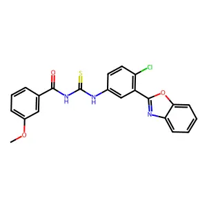 N-[[3-(1,3-benzoxazol-2-yl)-4-chlorophenyl]carbamothioyl]-3-methoxybenzamide structure