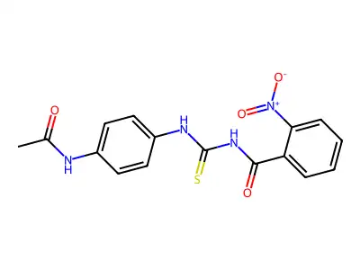 N-[(4-acetamidophenyl)carbamothioyl]-2-nitrobenzamide structure