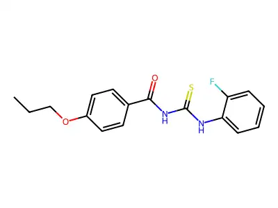 N-[(2-fluorophenyl)carbamothioyl]-4-propoxybenzamide structure