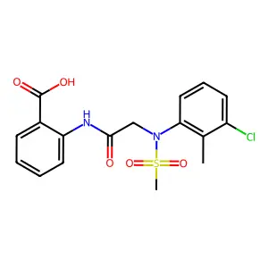 2-{[N-(3-chloro-2-methylphenyl)-N-(methylsulfonyl)glycyl]amino}benzoic acid structure