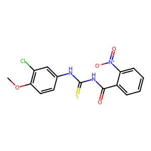 N-[(3-chloro-4-methoxyphenyl)carbamothioyl]-2-nitrobenzamide structure