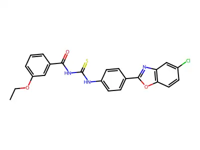 N-[[4-(5-chloro-1,3-benzoxazol-2-yl)phenyl]carbamothioyl]-3-ethoxybenzamide structure