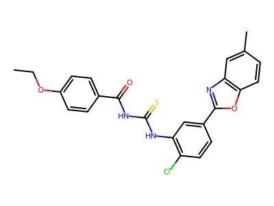 N-[[2-chloro-5-(5-methyl-1,3-benzoxazol-2-yl)phenyl]carbamothioyl]-4-ethoxybenzamide structure