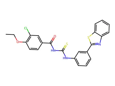 N-[[3-(1,3-benzothiazol-2-yl)phenyl]carbamothioyl]-3-chloro-4-ethoxybenzamide structure